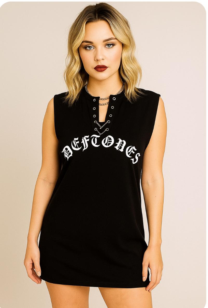 Deftones Lace-Up Band Tee: Reworked Concert Shirt