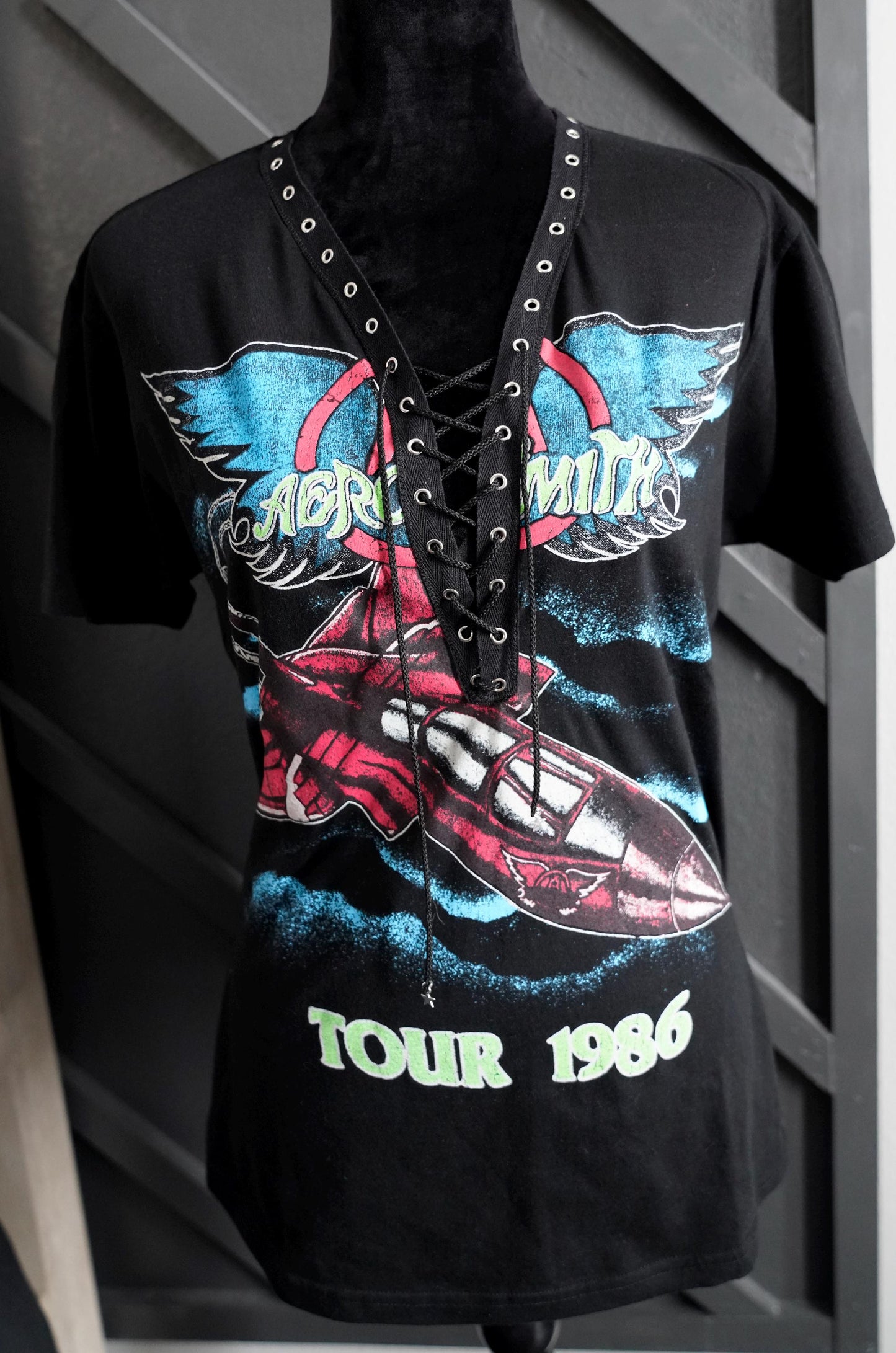 Aerosmith Lace-Up Band Tee: 1986 Concert Shirt