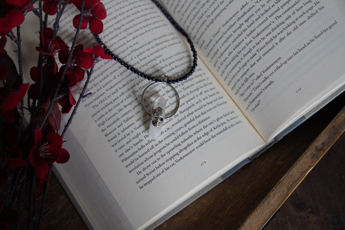 Skull Crystal Jasper Beaded Necklace: Native Healing Stone