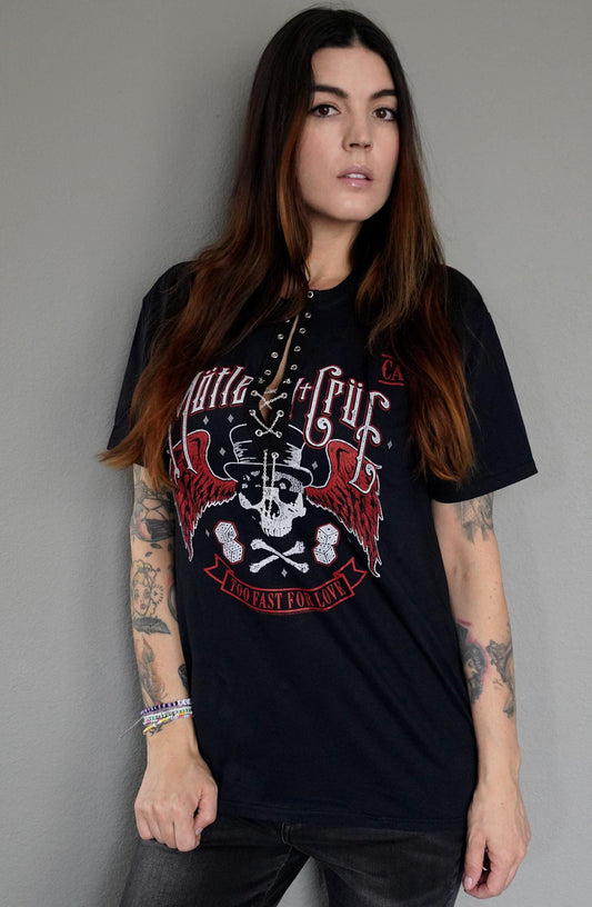 Motley Crue Lace-Up Band Tee: Reworked Concert Shirt