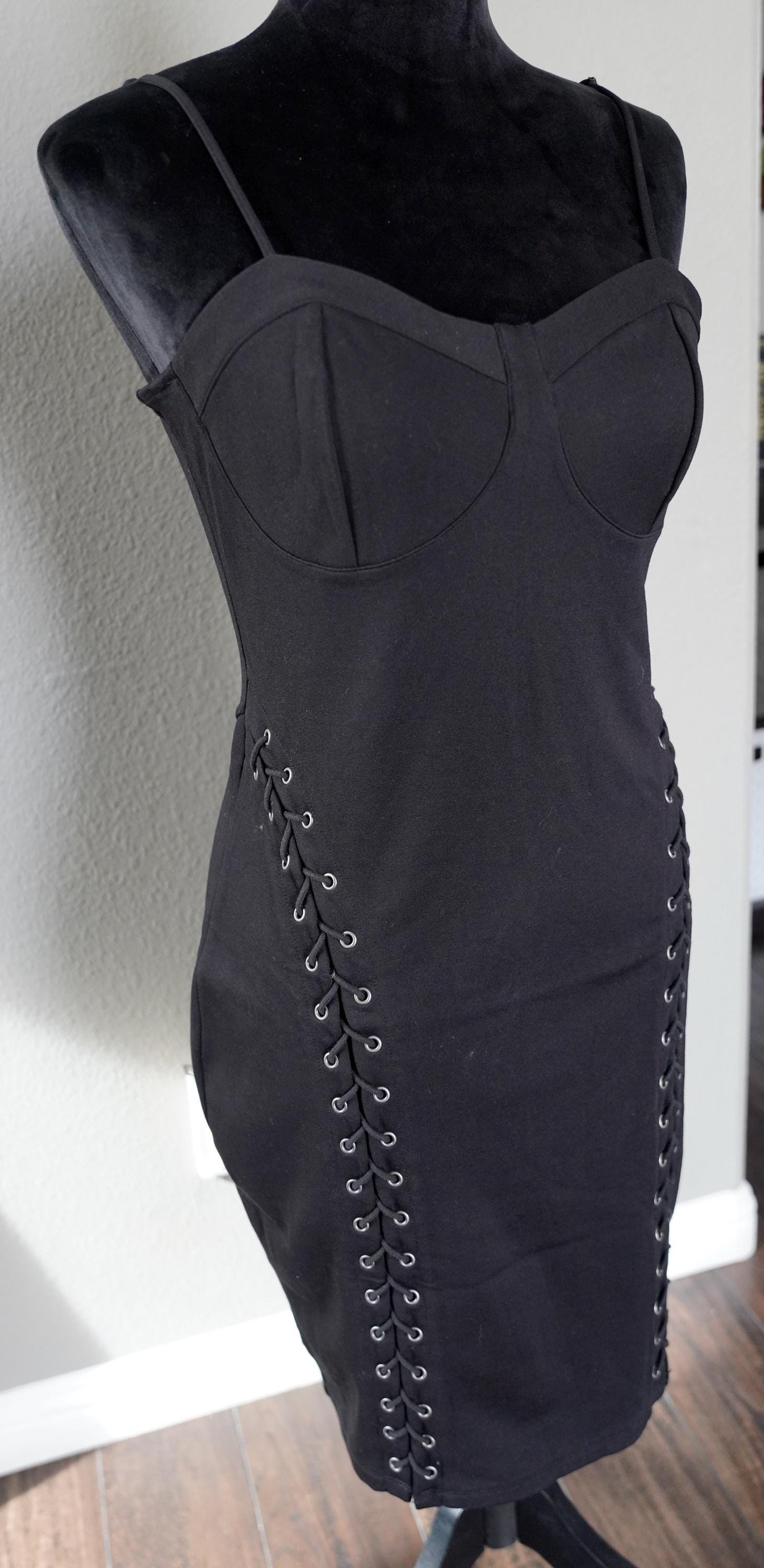 Olivia Paige -  Skinny Mid dress with Lace up