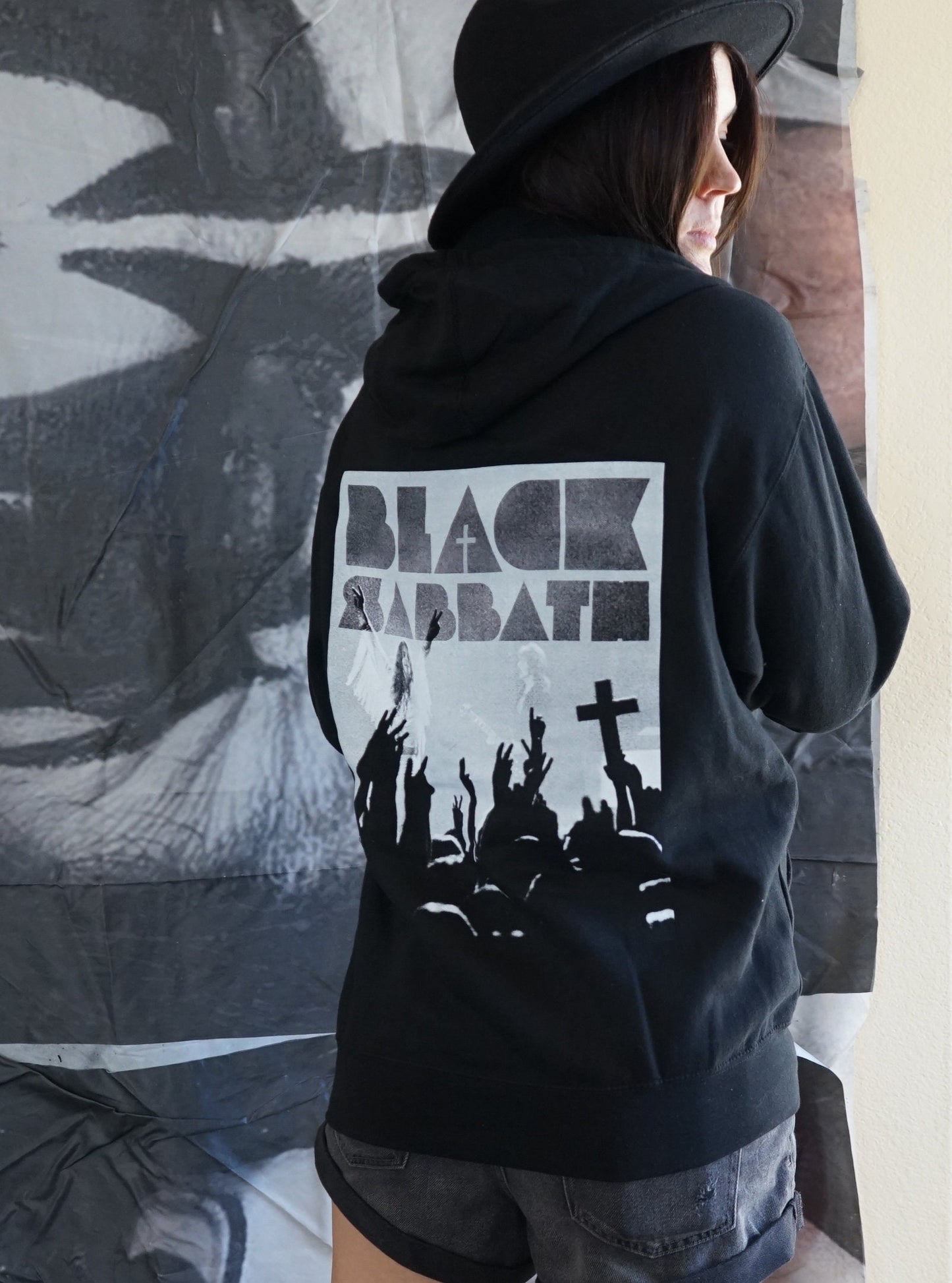 Olivia Paige -Diy Long sleeves Hoodie with lace up Black Sabbath Ozzy