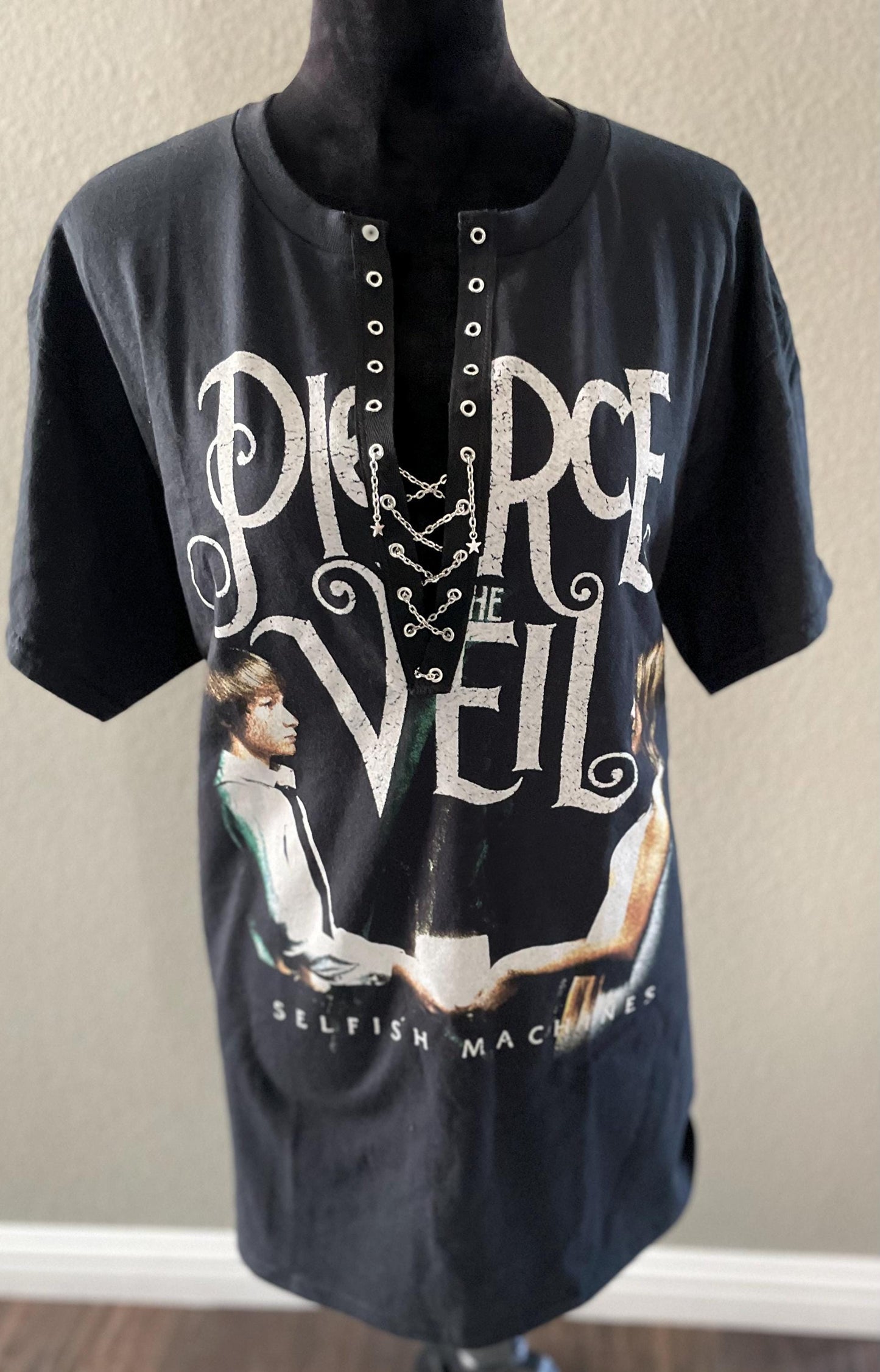 Pierce The Veil Lace-Up Band Tee - Selfish Machines Concert Top