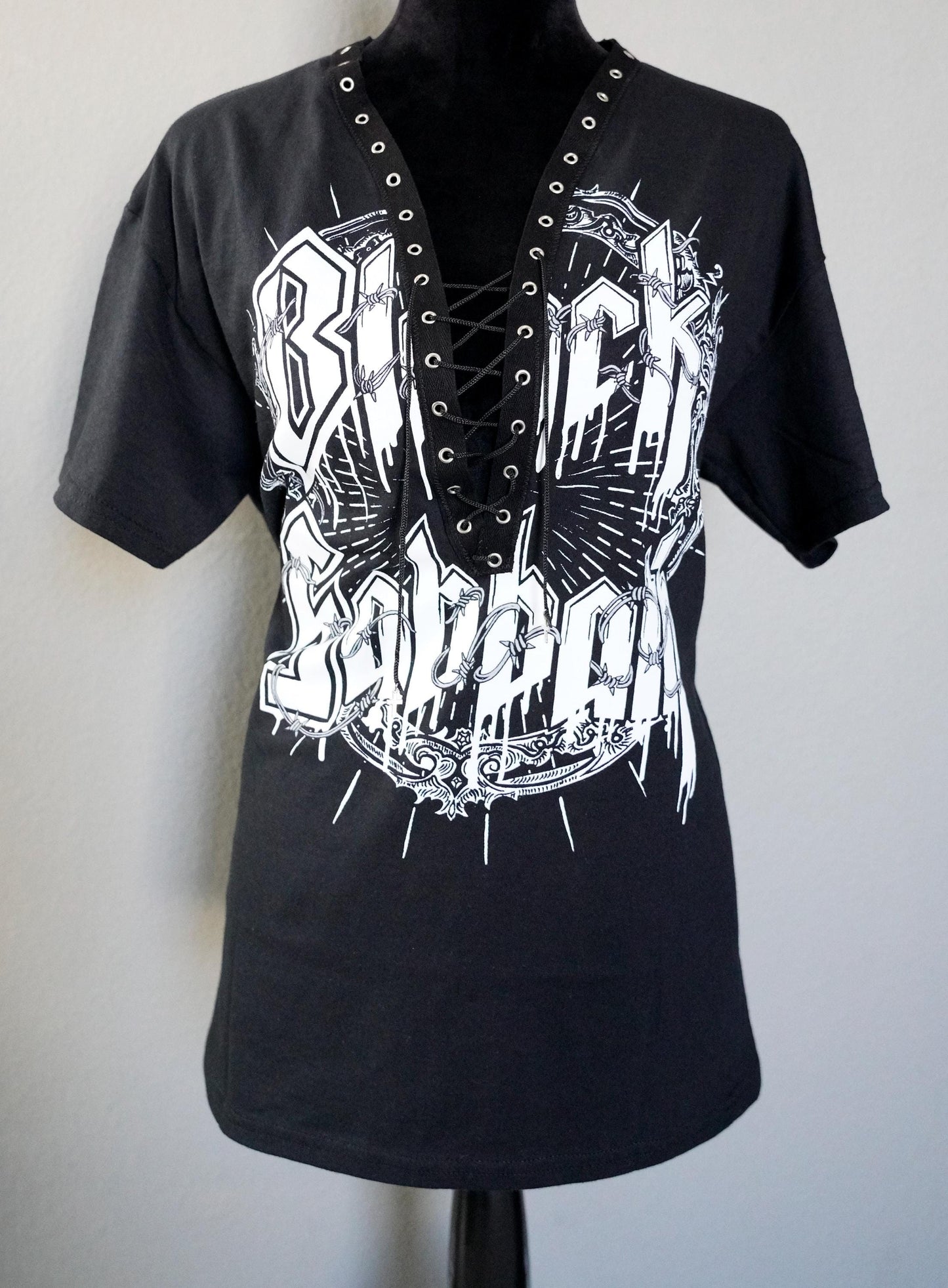 Olivia Paige -Diy shirt Ozzy Osbourne Black Sabbath top band shirt with lace up