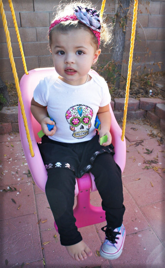 Olivia Paige - Little sugar skull rockabilly punk rock outfit bodysuit with  skirt