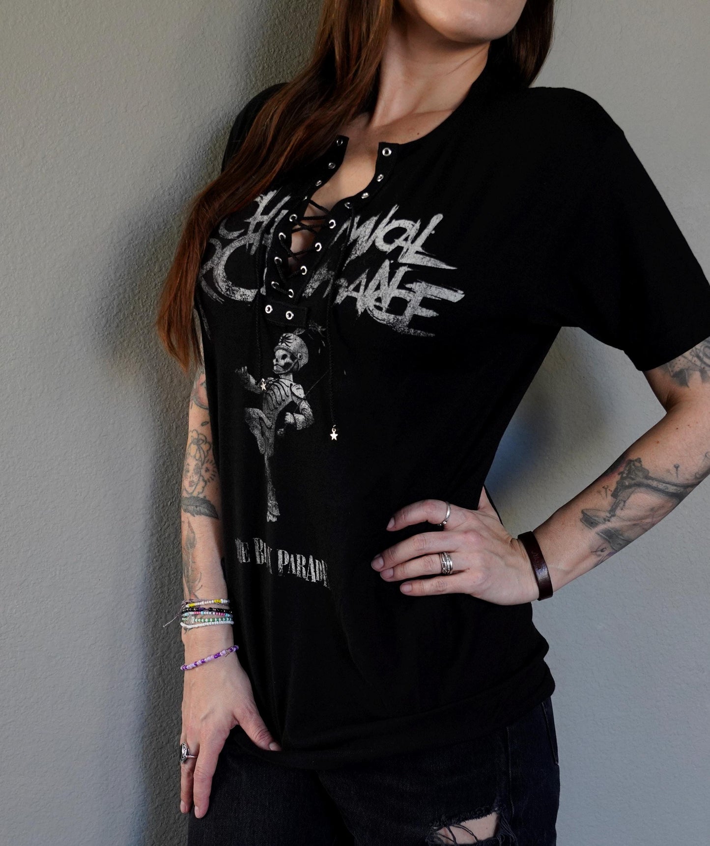 My Chemical Romance Lace-Up Band Tee: Reworked Concert Shirt