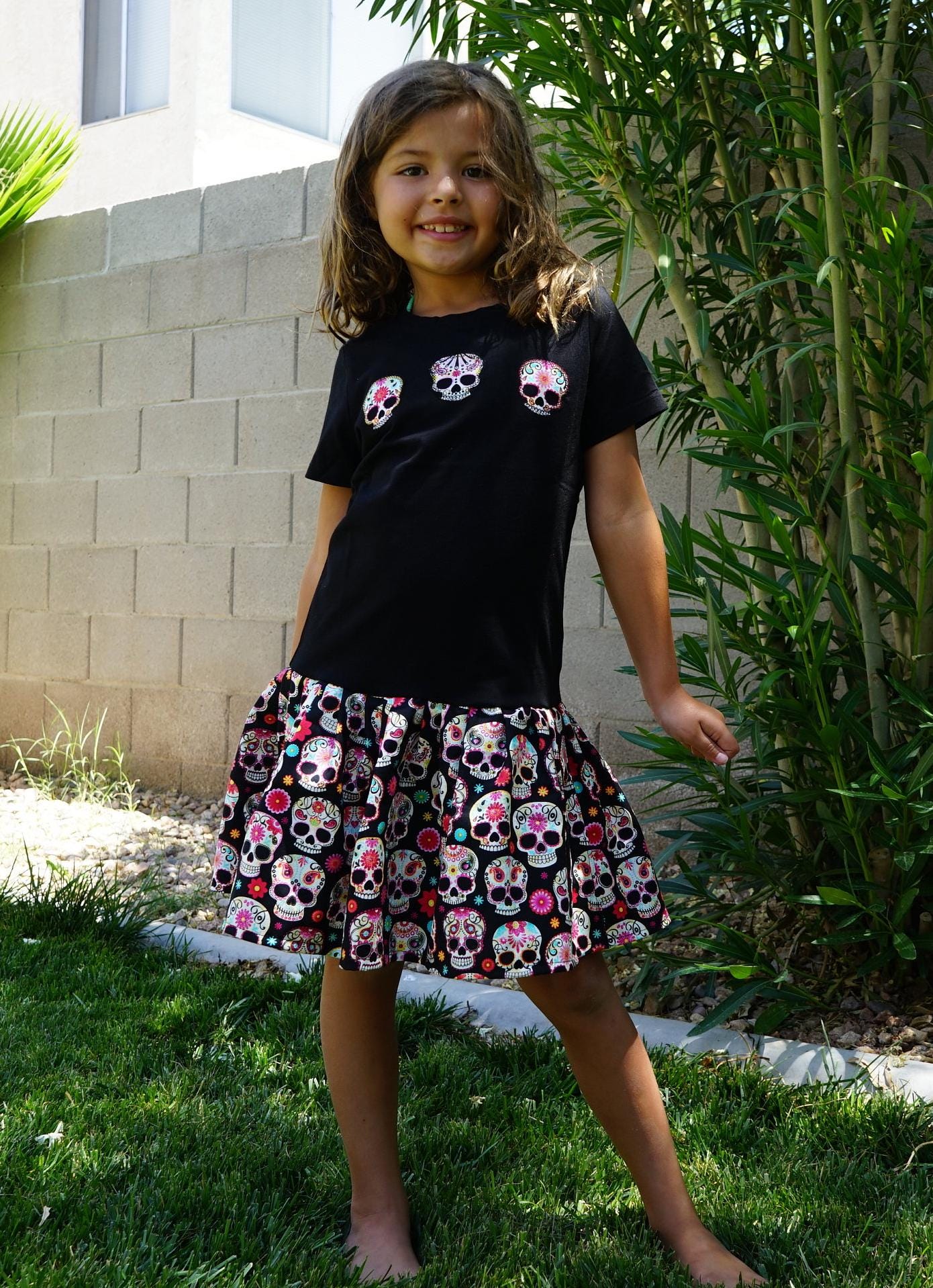 Olivia Paige - Little girls sugar skull rockabilly punk rock outfit Tattoo Dress  toddler