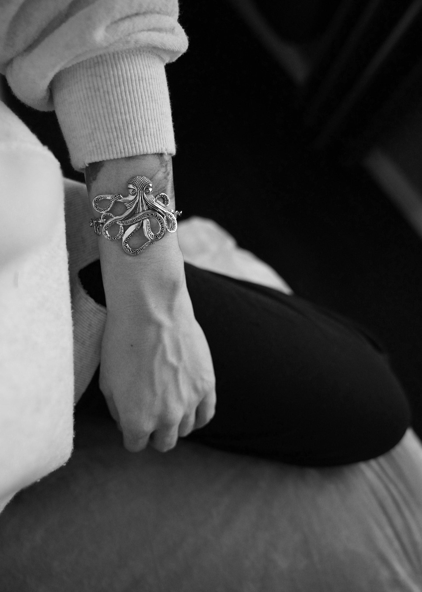 Olivia Paige -Steampunk Silver Rockabilly octopus bracelet with anchor