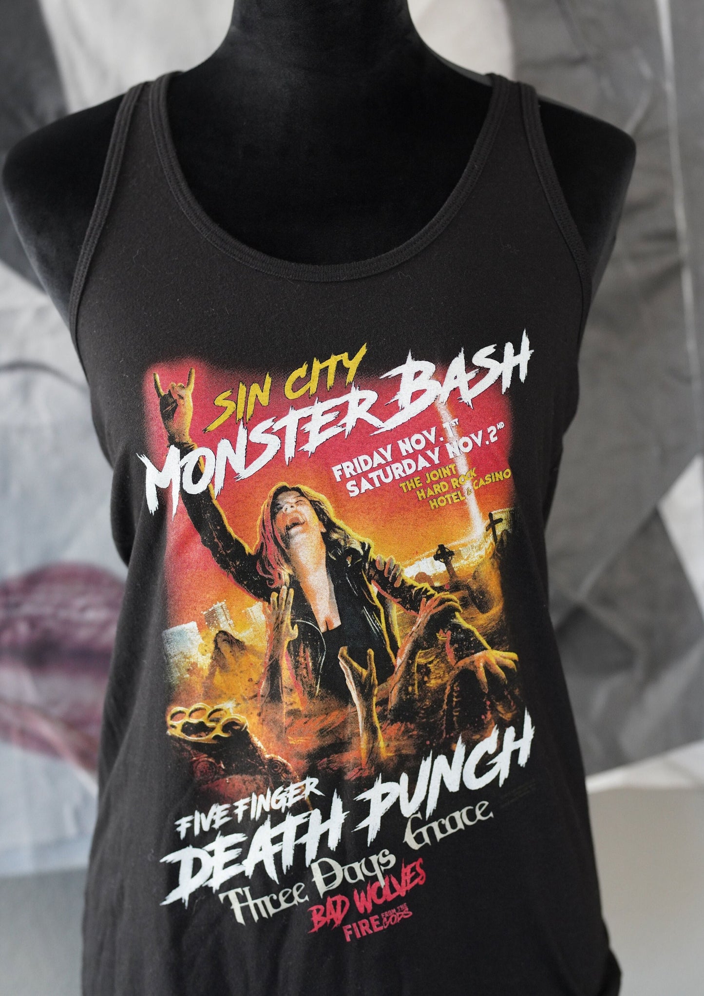 Five finger dead punch Tour concert staff Las Vegas Hard Rock Hotel stage shirt top tee