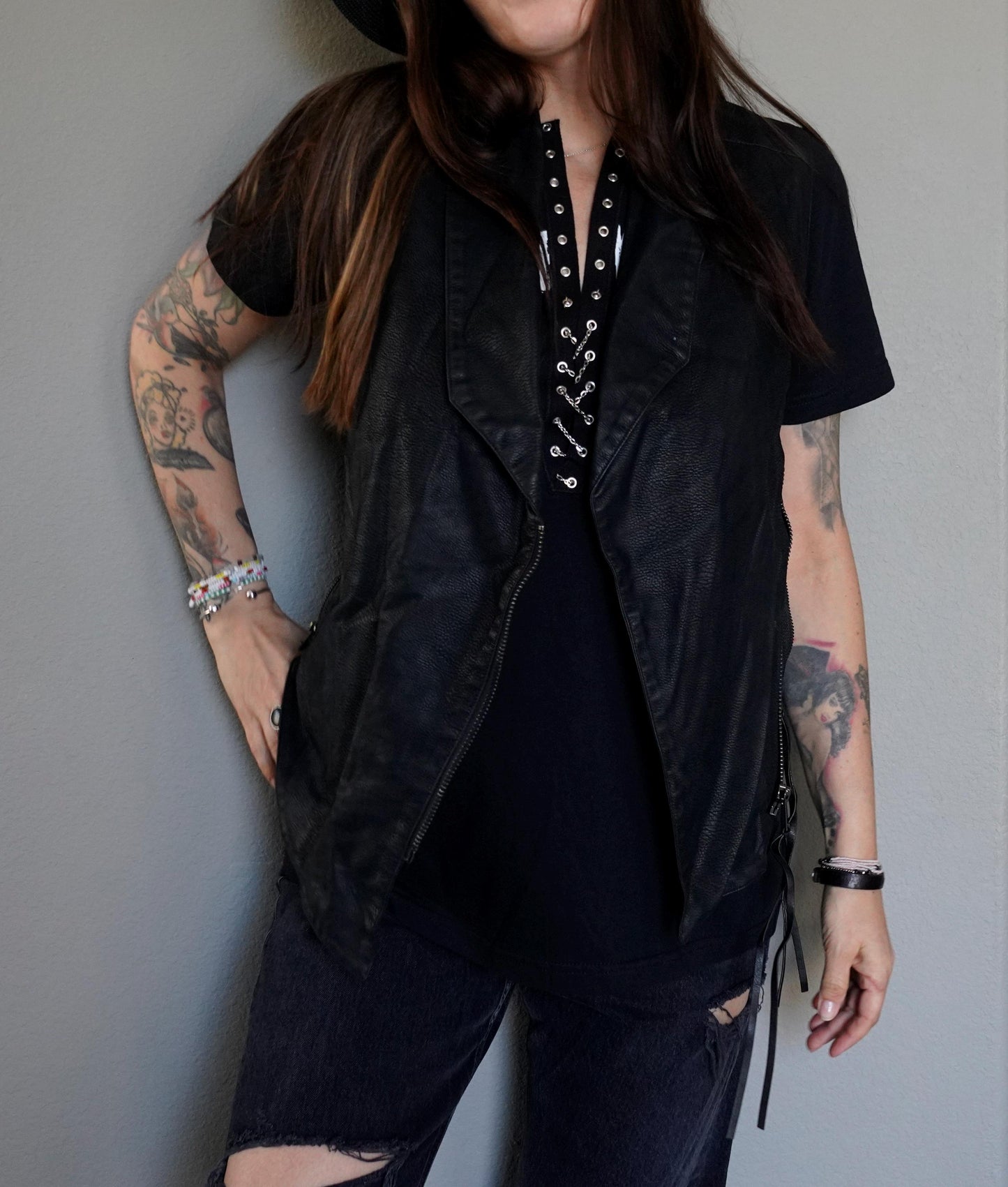 Olivia Paige - VINTAGE Faux Leather Punk Rock Vest