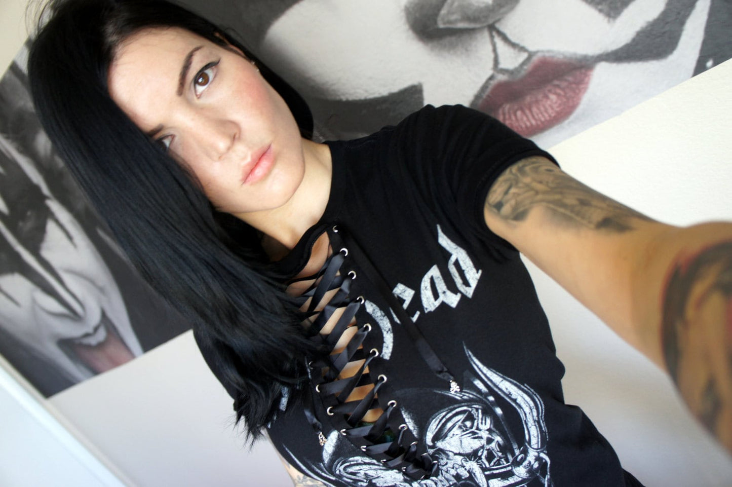 Reworked Motörhead Lace-Up Band Tee: Upcycled Concert Shirt