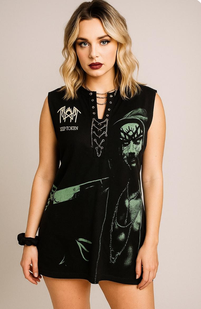 Sleep Token Lace-Up Band Tee: Reworked Concert Shirt