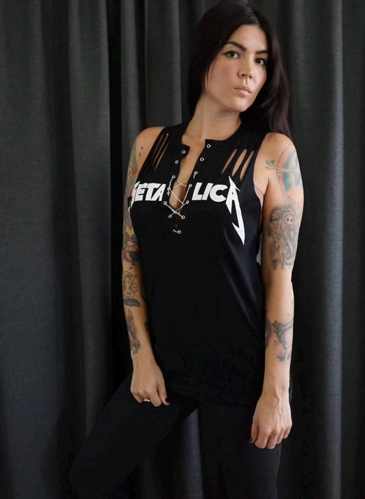 Custom Lace-Up Band Tee: Hand-Altered Concert Shirt