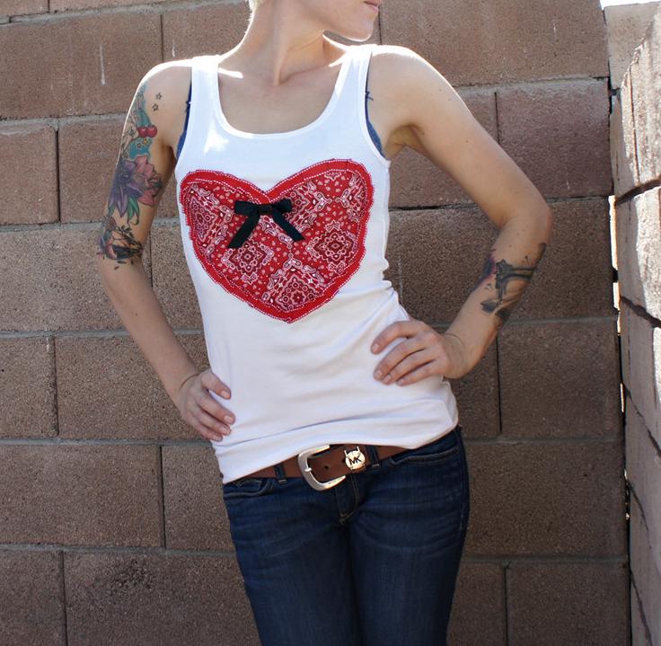 Olivia Paige -Pin up bandana bow heart tank top rockabilly