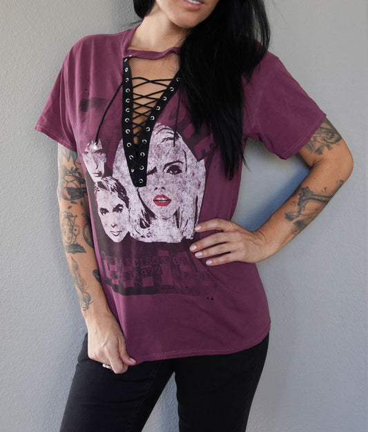 Blondie Lace-Up Band Tee: Reworked CBGB Concert Shirt