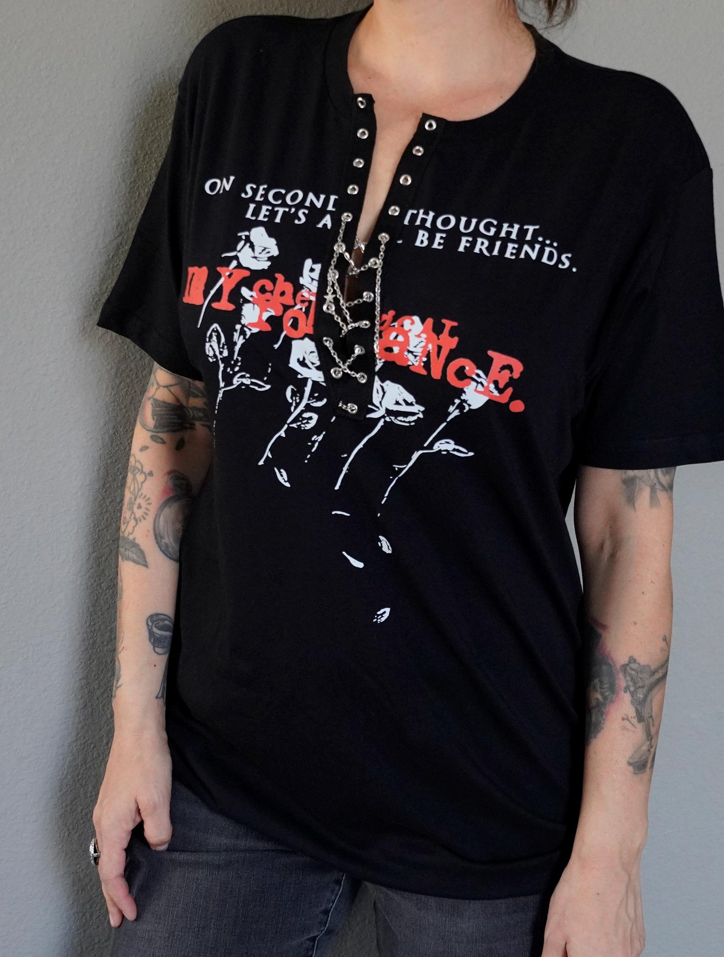 My Chemical Romance Lace-Up Band Tee: Upcycled Concert Shirt