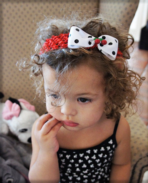 Olivia Paige - Little Pin up polka dot cherry infant toddler headband cherries