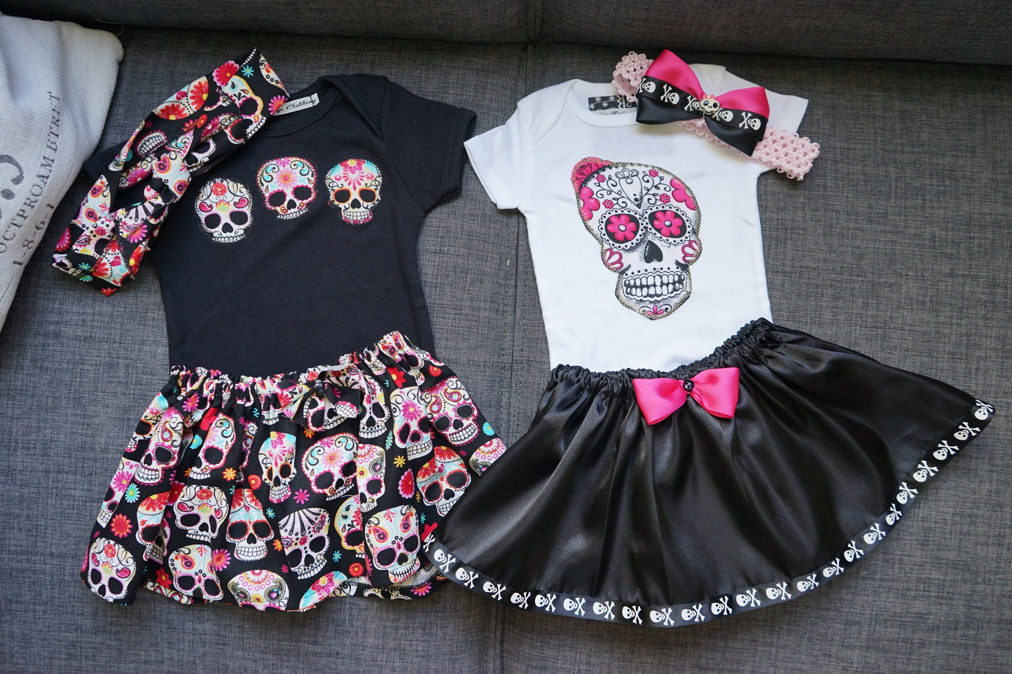 Olivia Paige - Little sugar skull rockabilly punk rock outfit bodysuit  Tattoo with headband