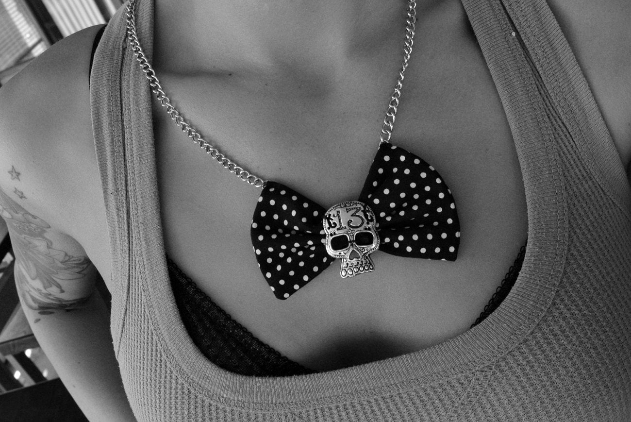 Olivia Paige- Black vintage Polka dot necklace Pin up rockabilly Sugar skull 13