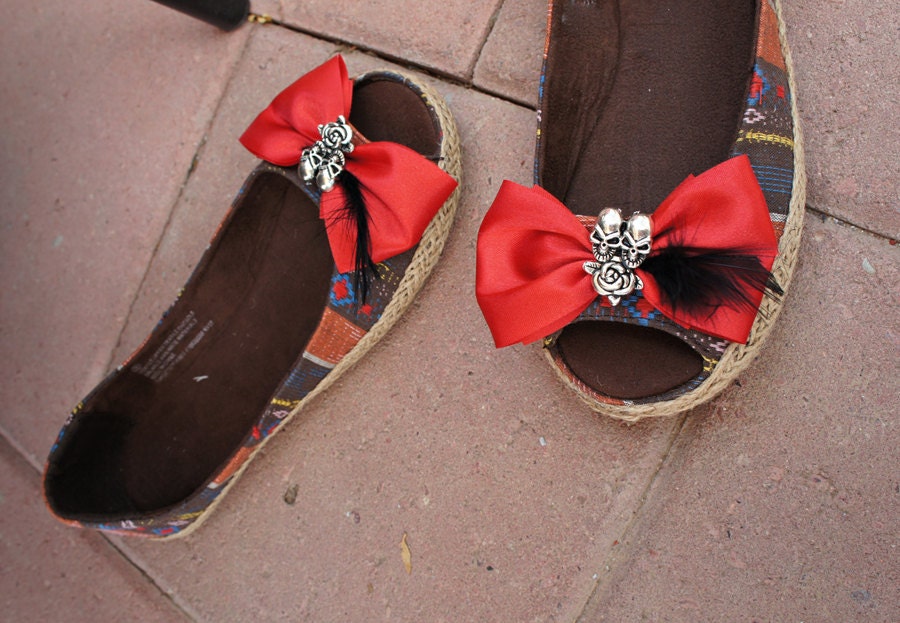 Olivia Paige - Sugar shoe flats clips tattoo rose with feather