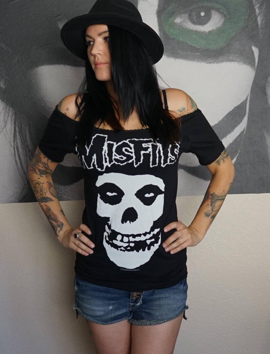 Misfits Lace-Up Band Tee: Upcycled Concert T-Shirt