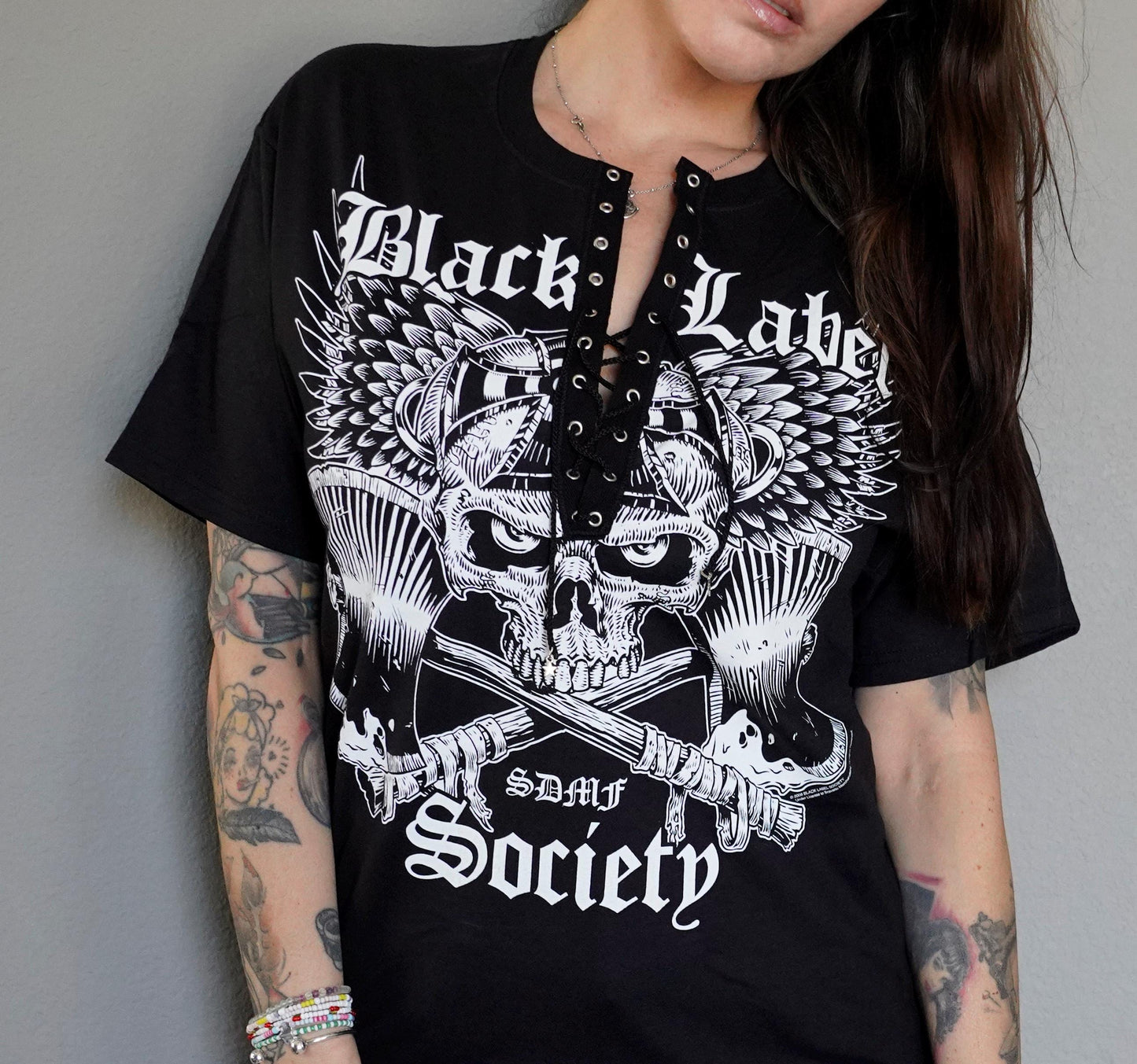 Black Label Society Lace-Up Band Tee: Reworked Concert Shirt
