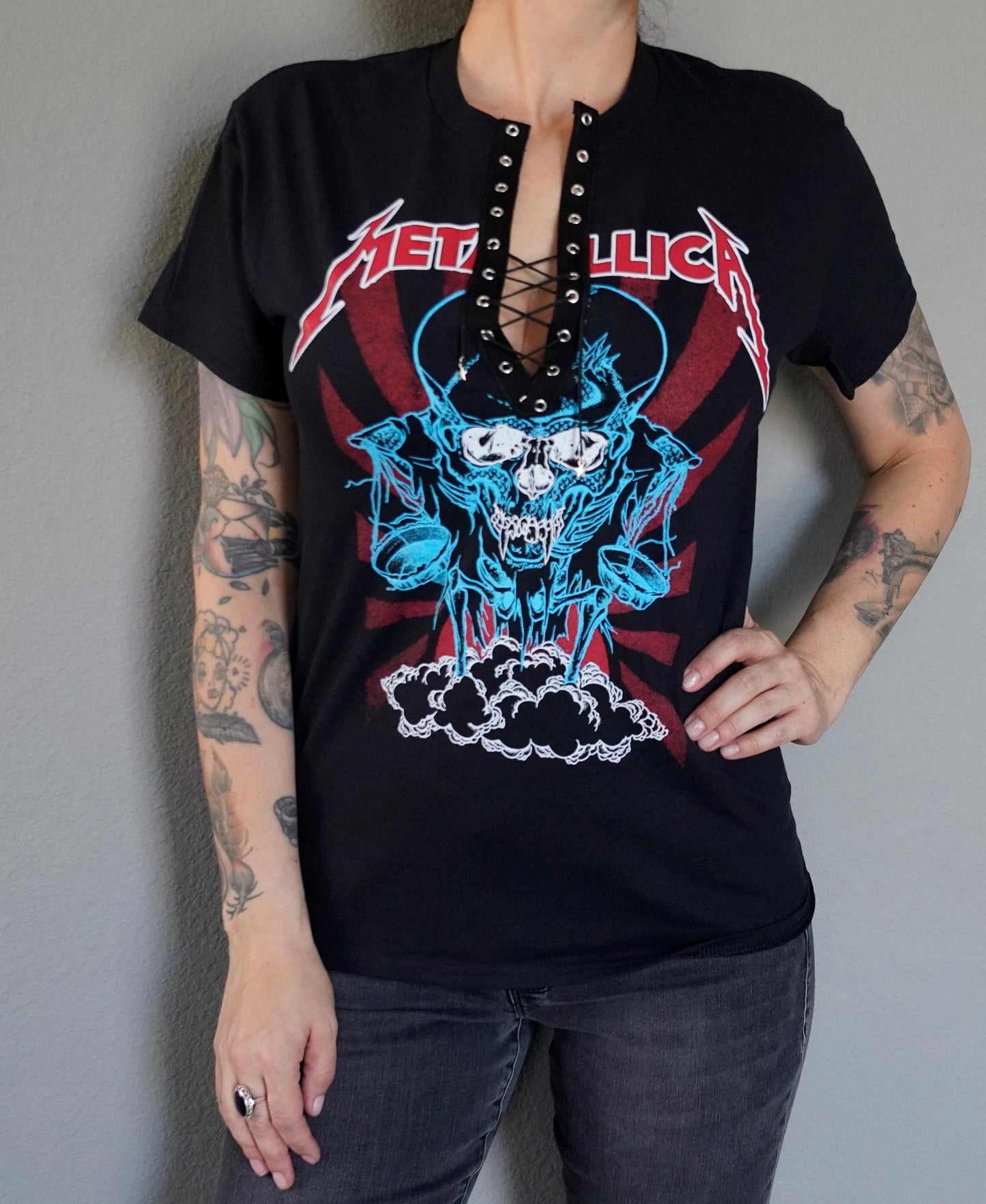 Lace-Up Metallica Band Tee: Reworked Concert Shirt