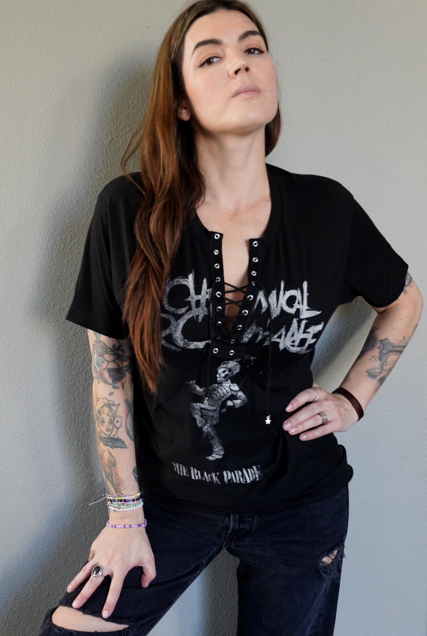 My Chemical Romance Lace-Up Band Tee: Reworked Concert Shirt