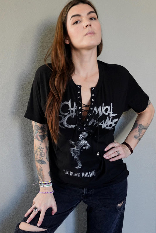 My Chemical Romance Lace-Up Band Tee: Reworked Concert Shirt