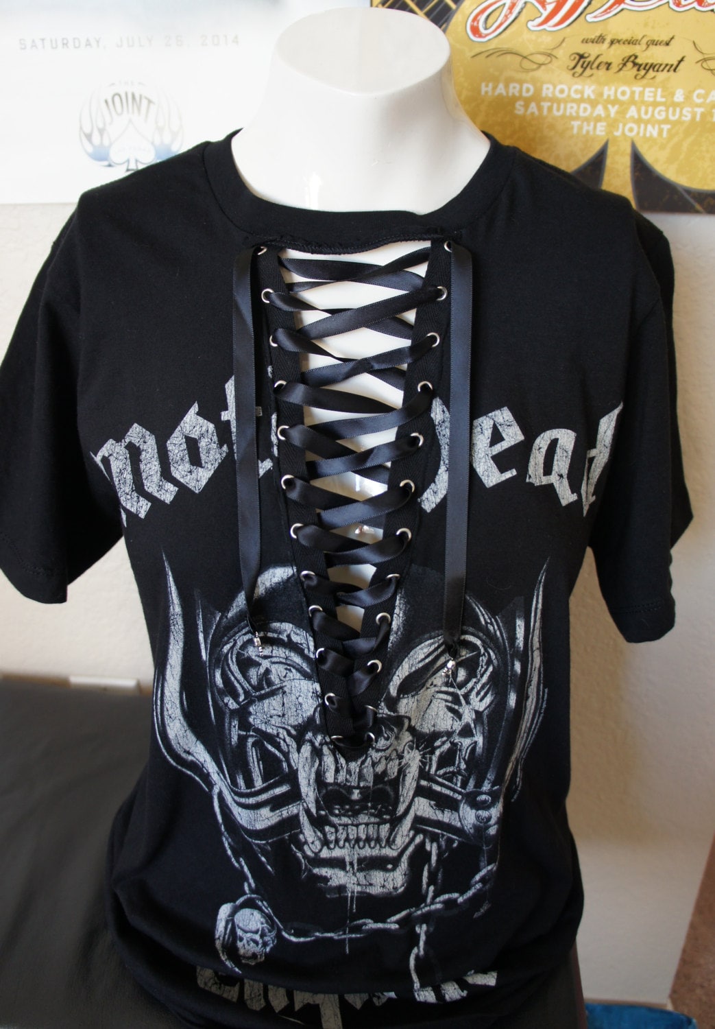 Reworked Motörhead Lace-Up Band Tee: Upcycled Concert Shirt