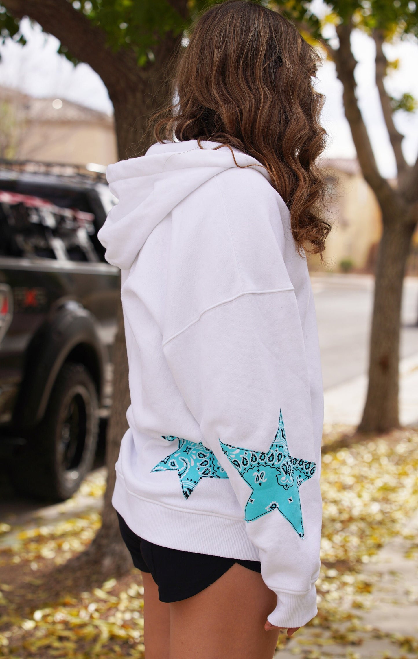 Olivia Paige - Oversized Patchwork hoodie bandana stars  sweatshirt  hoodie  fleece