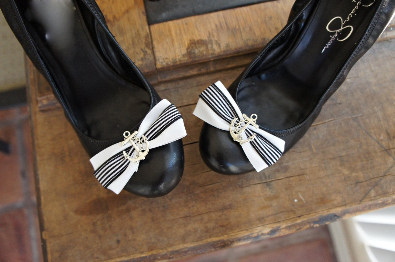 Olivia Paige - Navy Sailor Anchor Pin Up style Shoe Clips