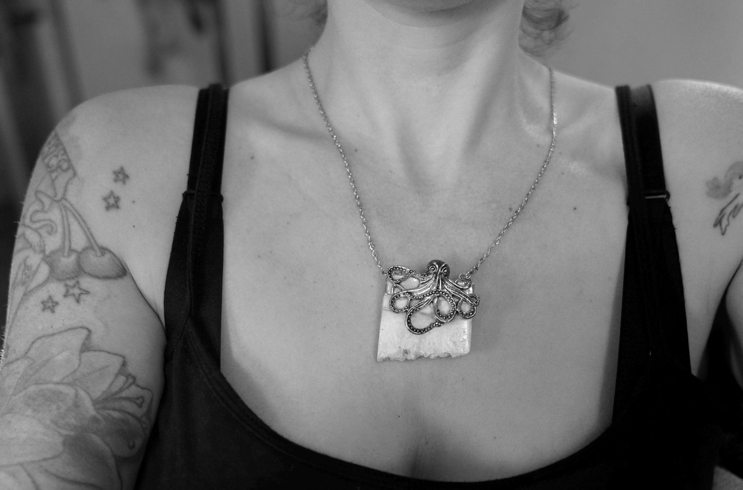 Olivia Paige - Octopus silver  Native Crystal gemstone  necklace jewelry healing chakra stone