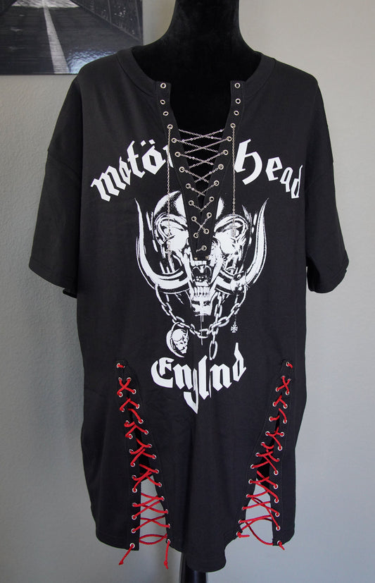 Motorhead Lace-Up Band Tee - Upcycled Concert Shirt