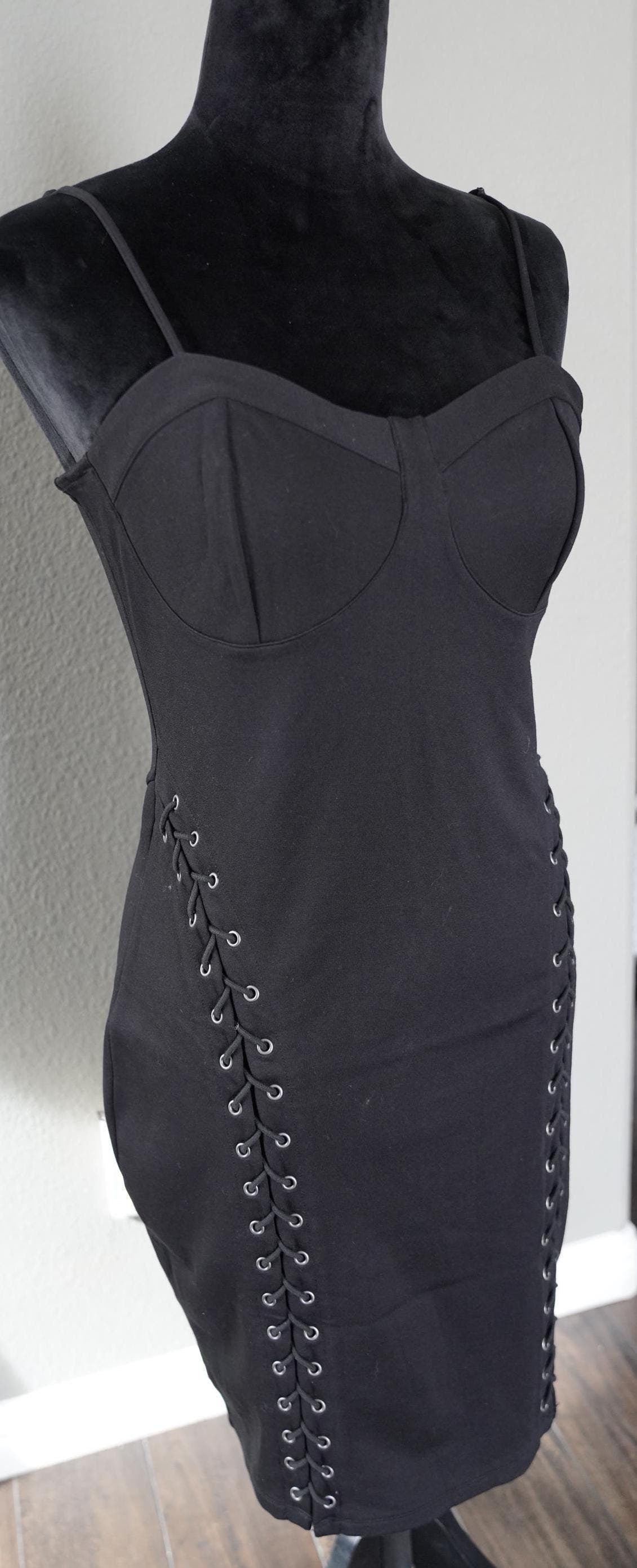 Olivia Paige -  Skinny Mid dress with Lace up