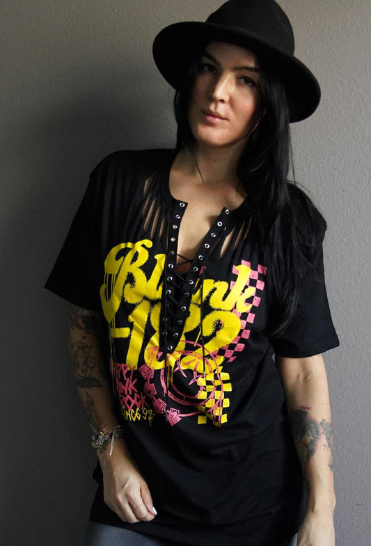 Blink 182 Lace-Up Band Tee - Upcycled Concert Shirt