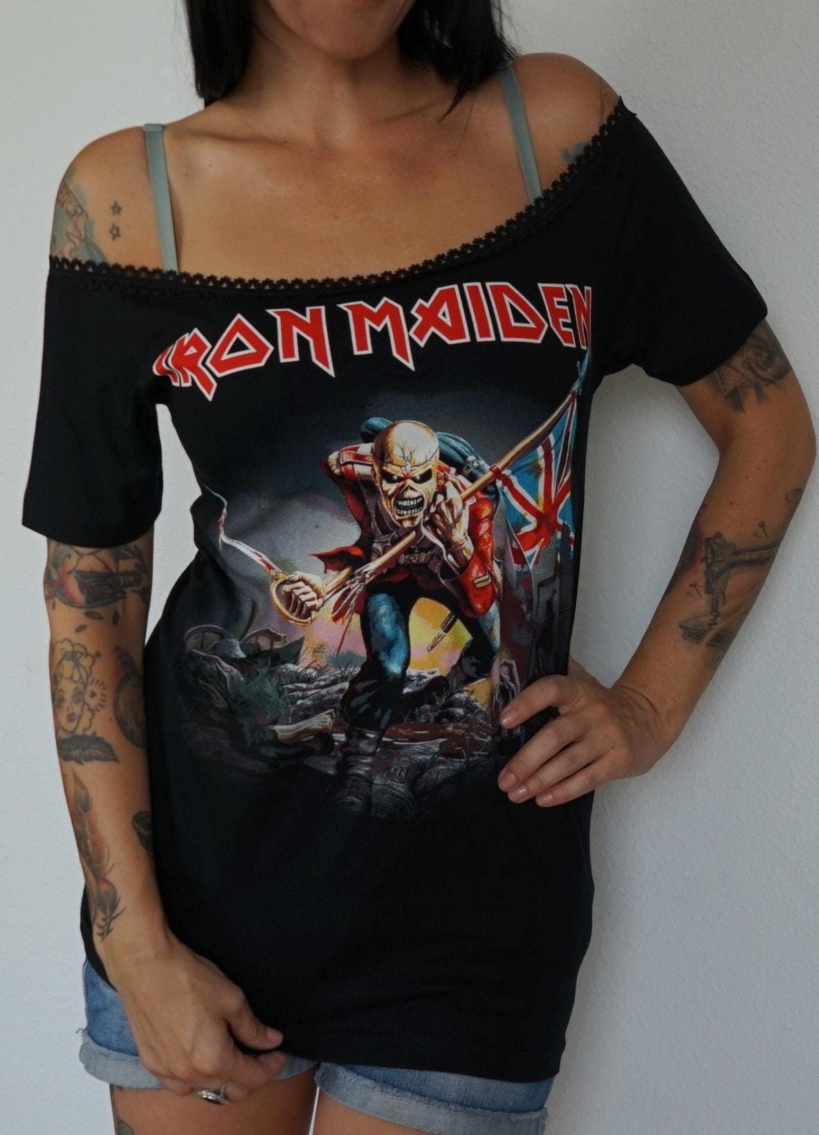 Iron Maiden Lace-Up Band Tee: Reworked Concert Shirt