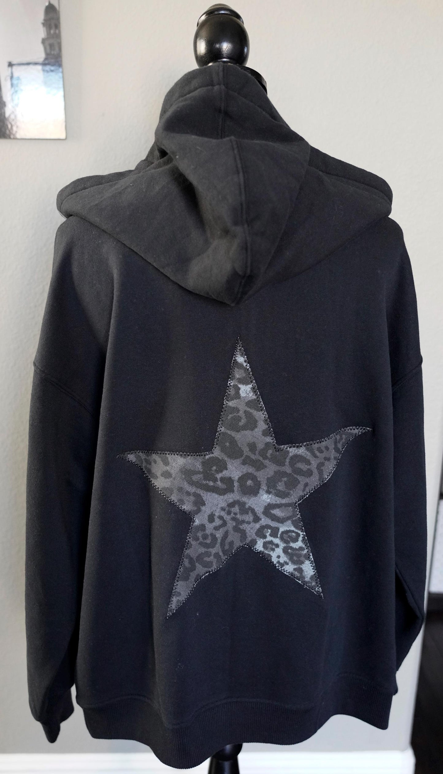 Olivia Paige - Patchwork hoodie LEOPARD  Star  sweatshirt  hoodie  fleece full zip