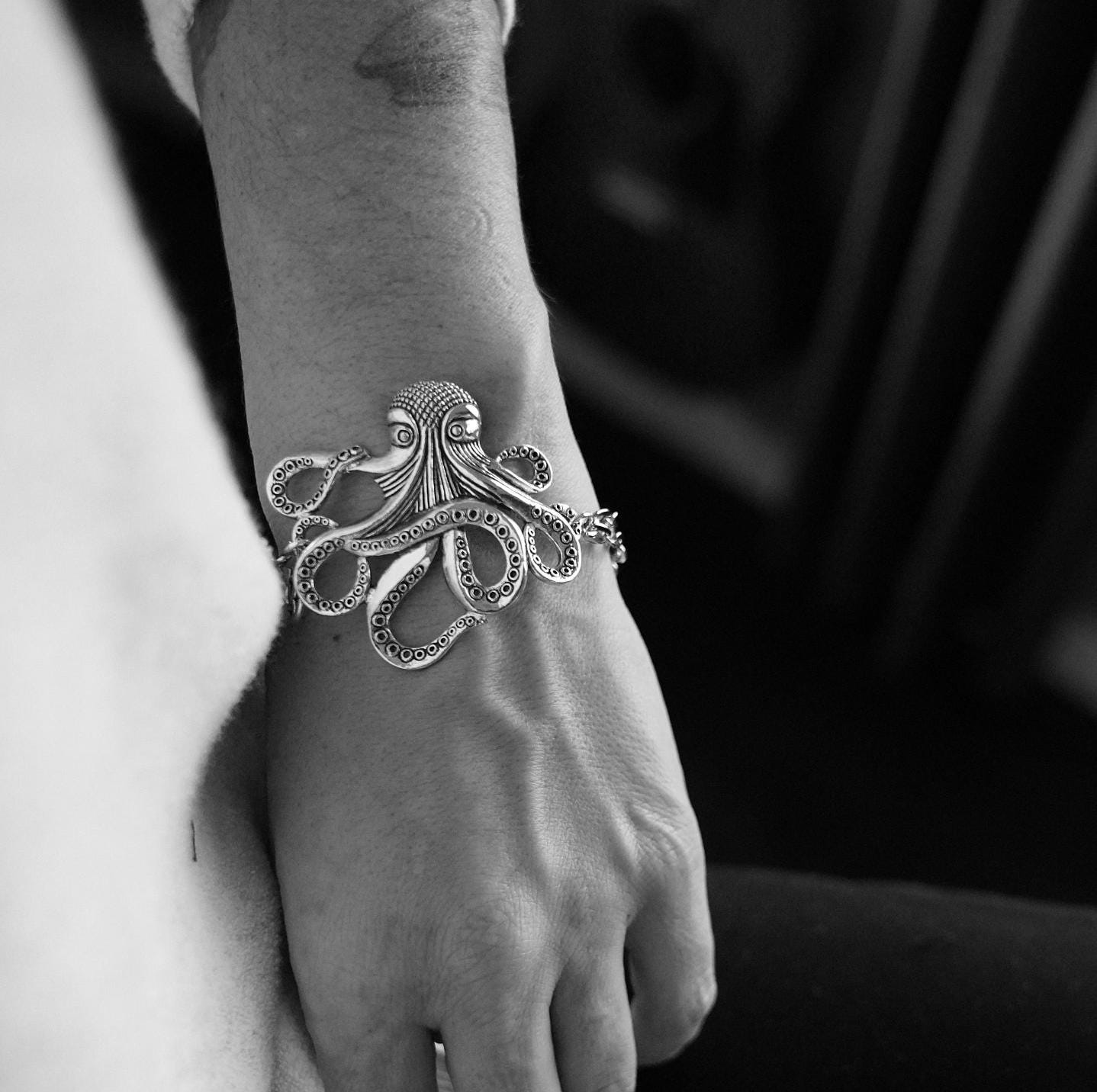 Olivia Paige -Steampunk Silver Rockabilly octopus bracelet with anchor