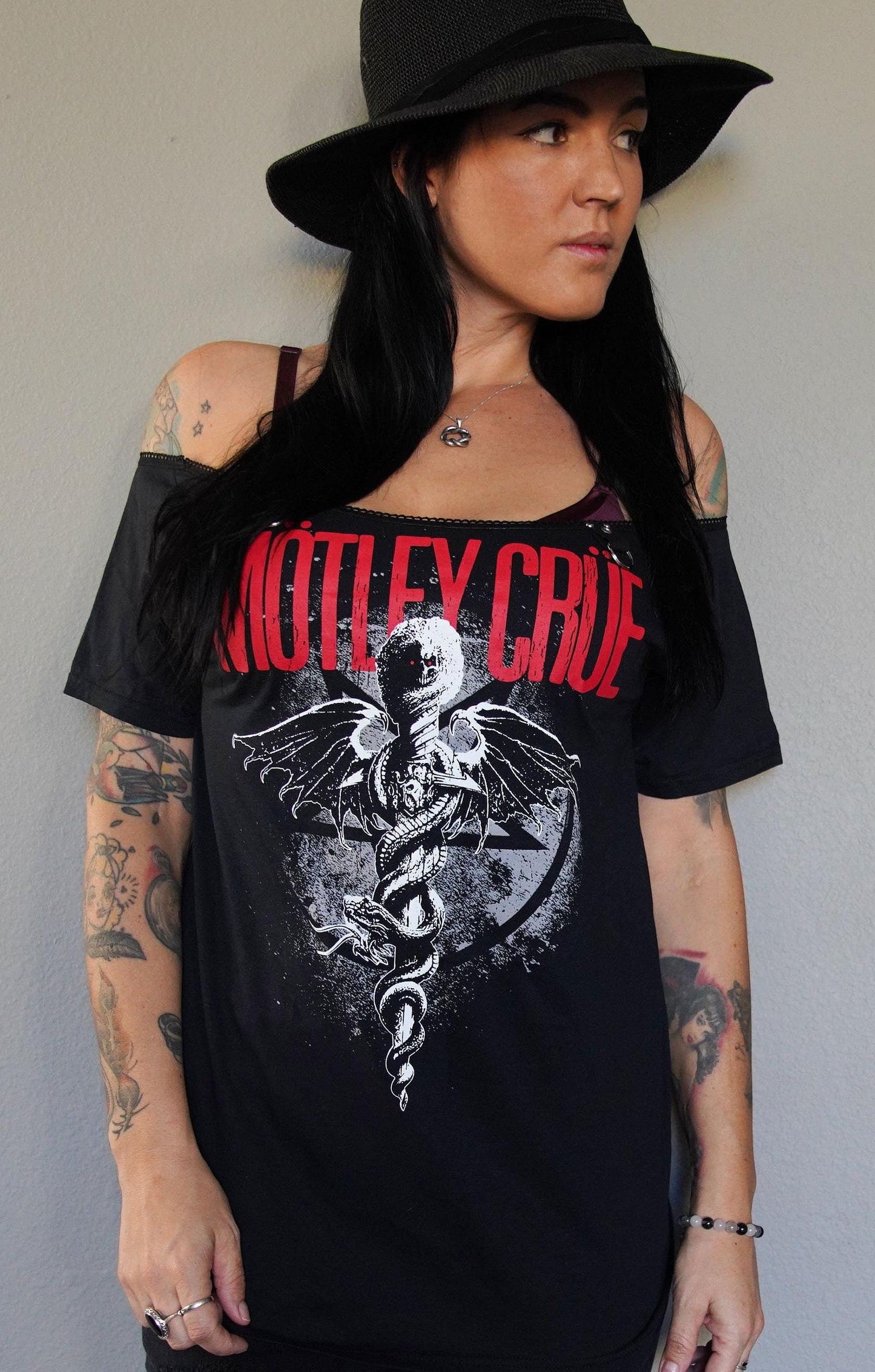 Motley Crue Lace-Up Band Tee: Upcycled Concert T-Shirt