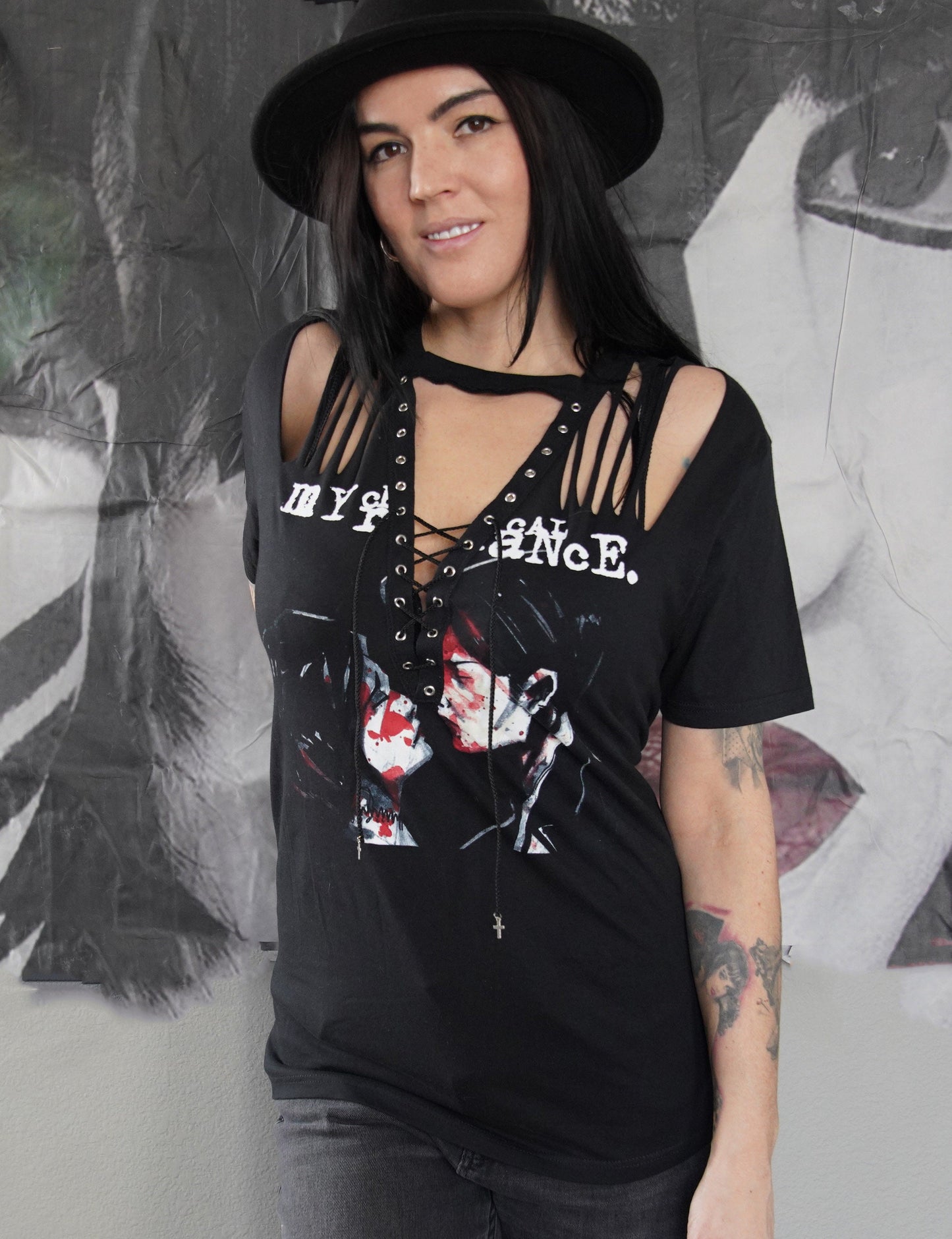 My Chemical Romance Lace-Up Band Tee: Upcycled Concert Shirt
