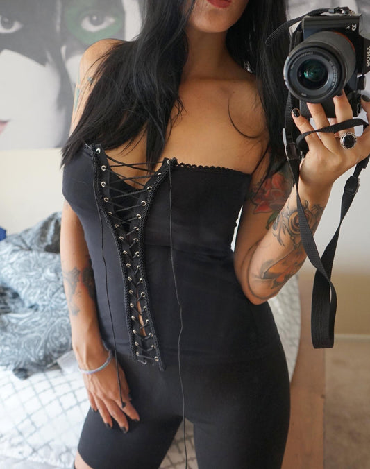 Olivia Paige - Corset Tee tube top cotton Lace up Lacing up String