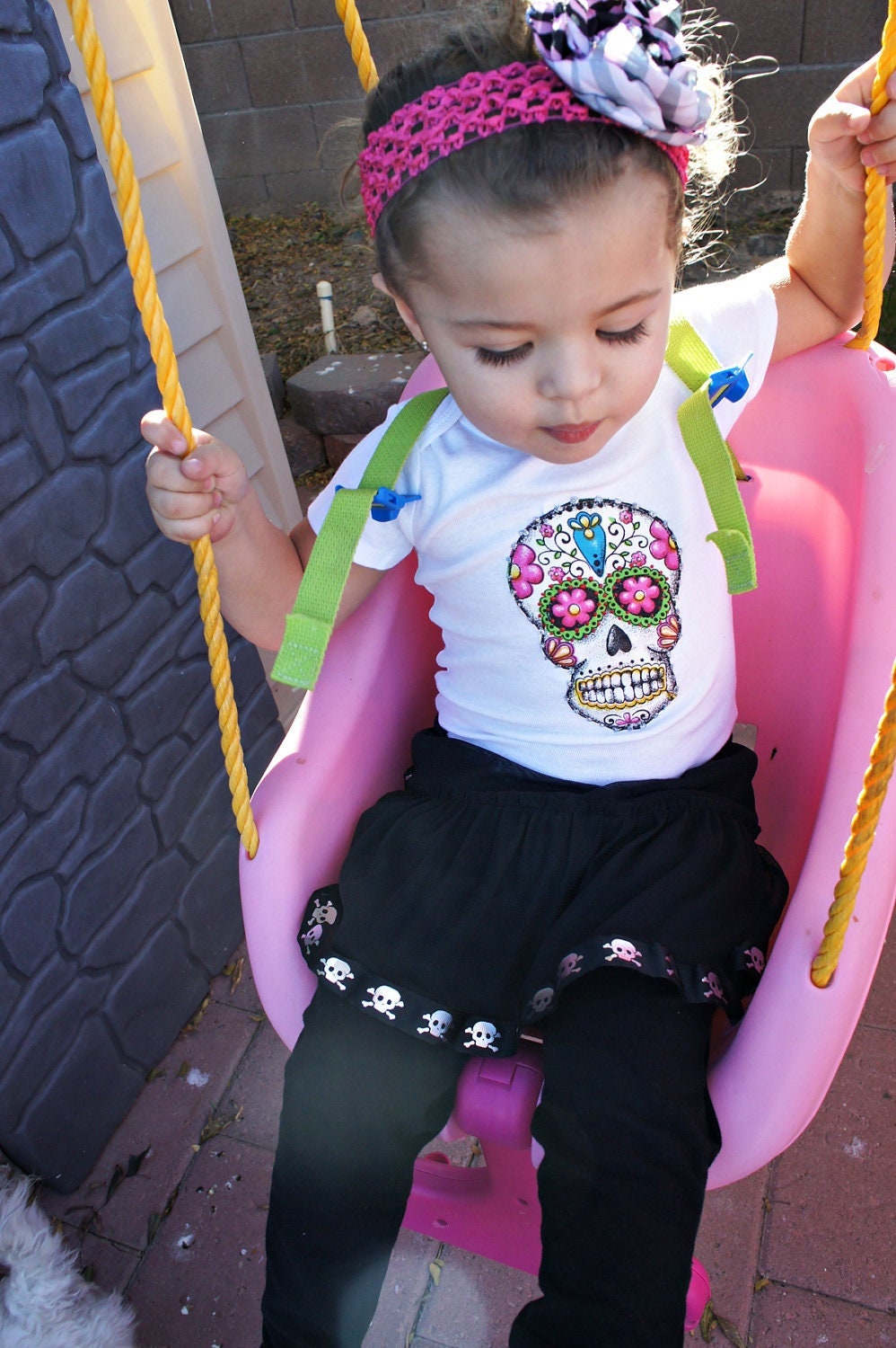 Olivia Paige - Little sugar skull rockabilly punk rock outfit bodysuit with  skirt