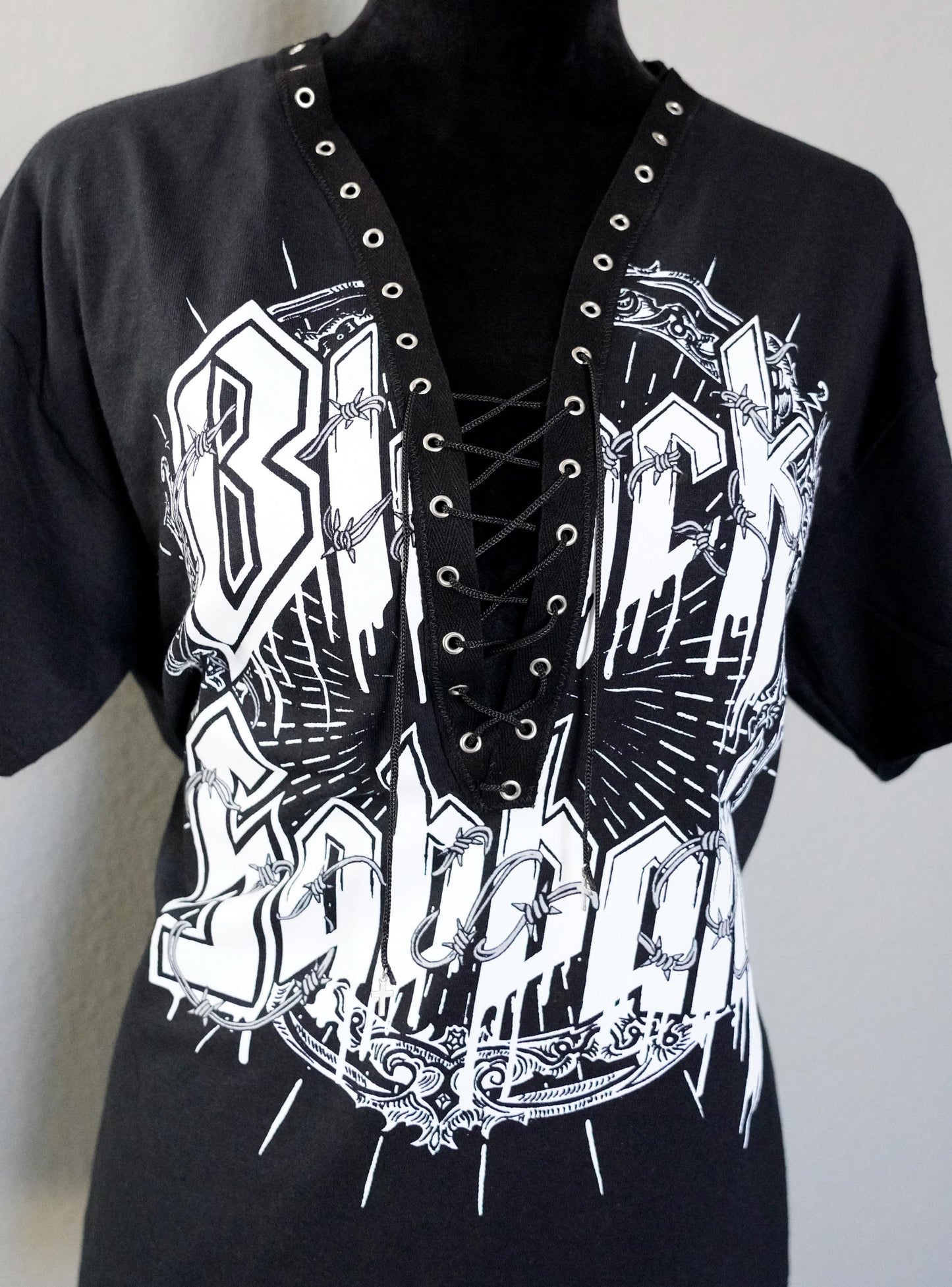 Olivia Paige -Diy shirt Ozzy Osbourne Black Sabbath top band shirt with lace up