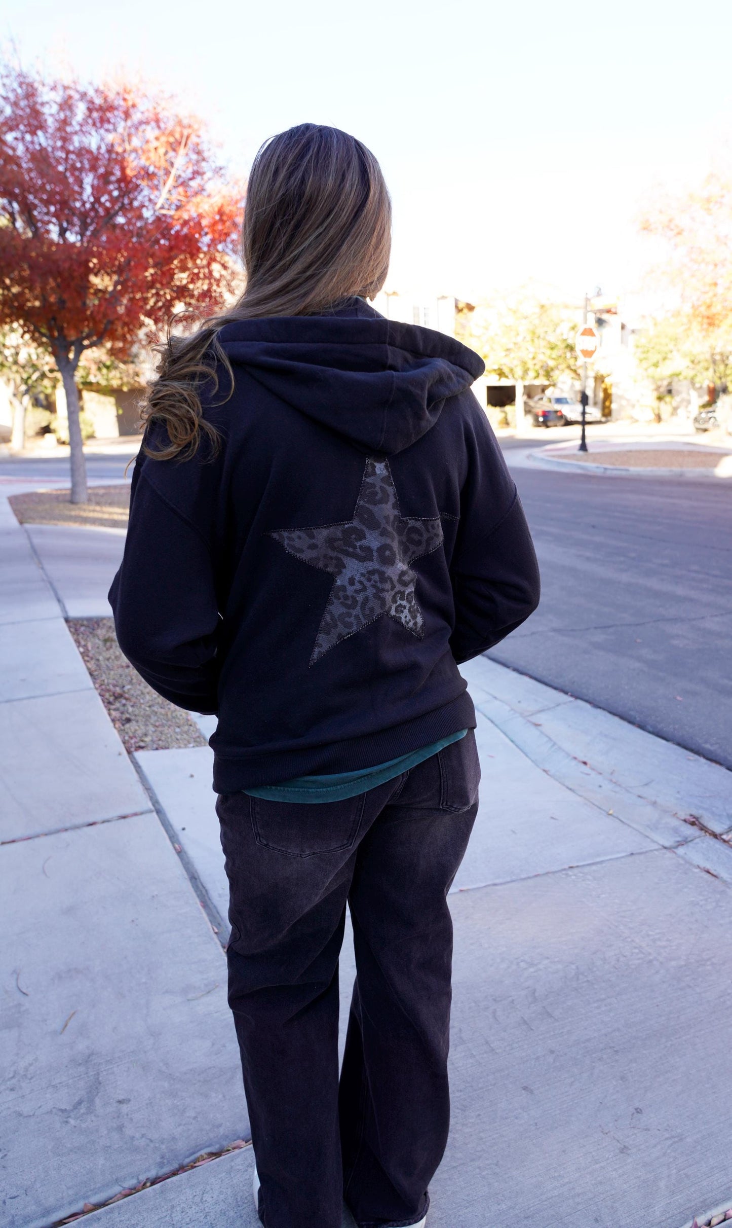 Olivia Paige - Patchwork hoodie LEOPARD  Star  sweatshirt  hoodie  fleece full zip