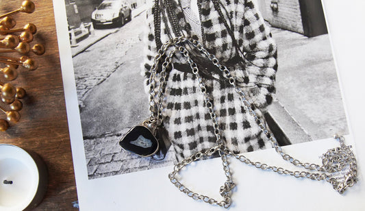 Olivia Paige -Sterling Silver ONYX Gemstone  Necklace vintage style look