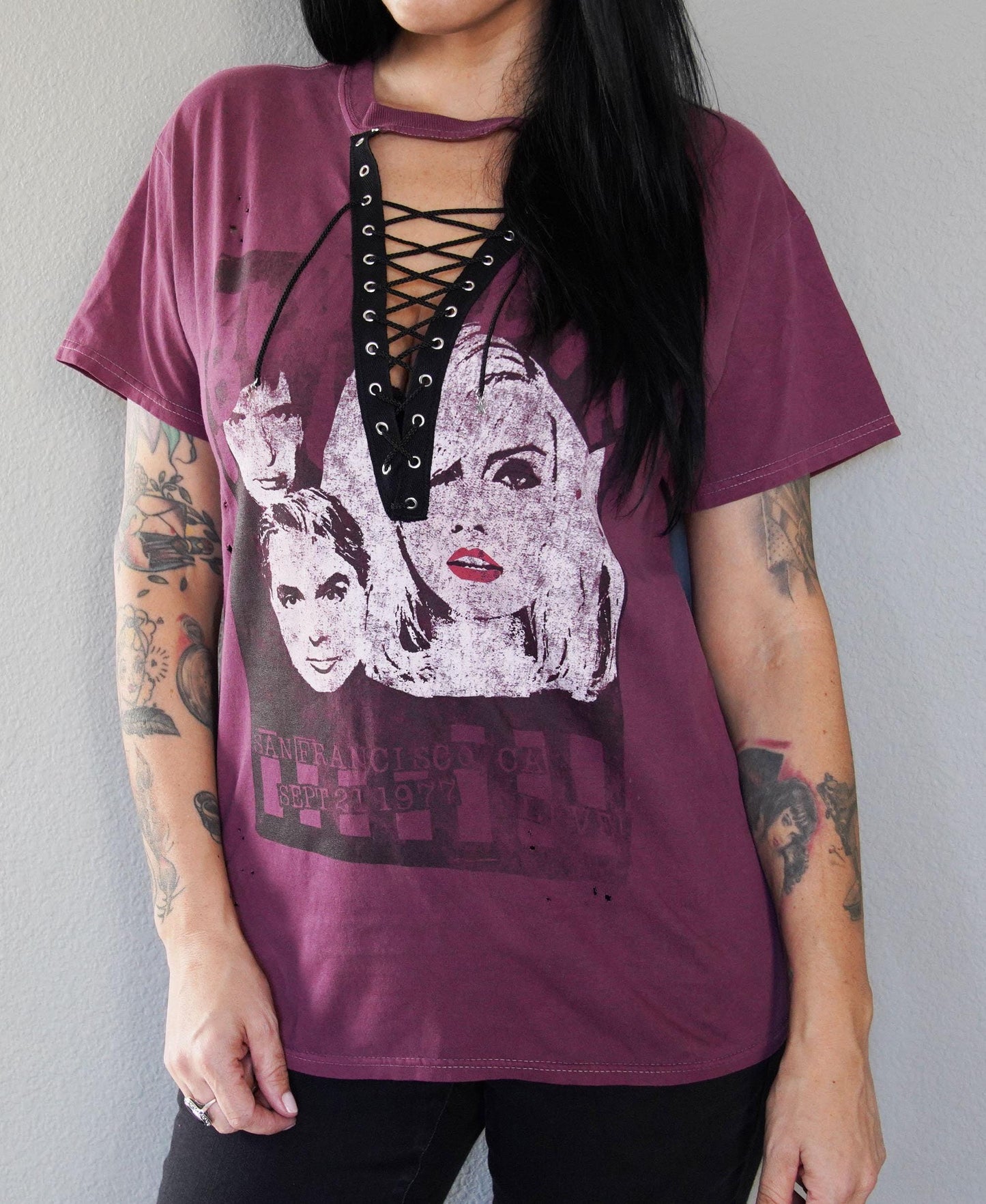 Blondie Lace-Up Band Tee: Reworked CBGB Concert Shirt