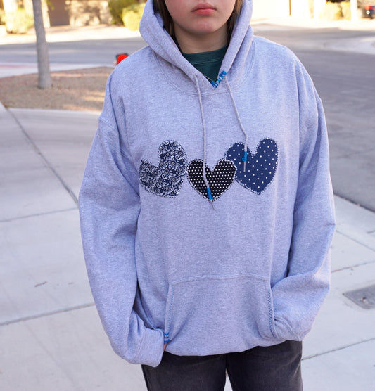 Olivia Paige -  Patchwork hoodie bandana Hearts Polka dot sweatshirt  fleece Matching friends hoodie