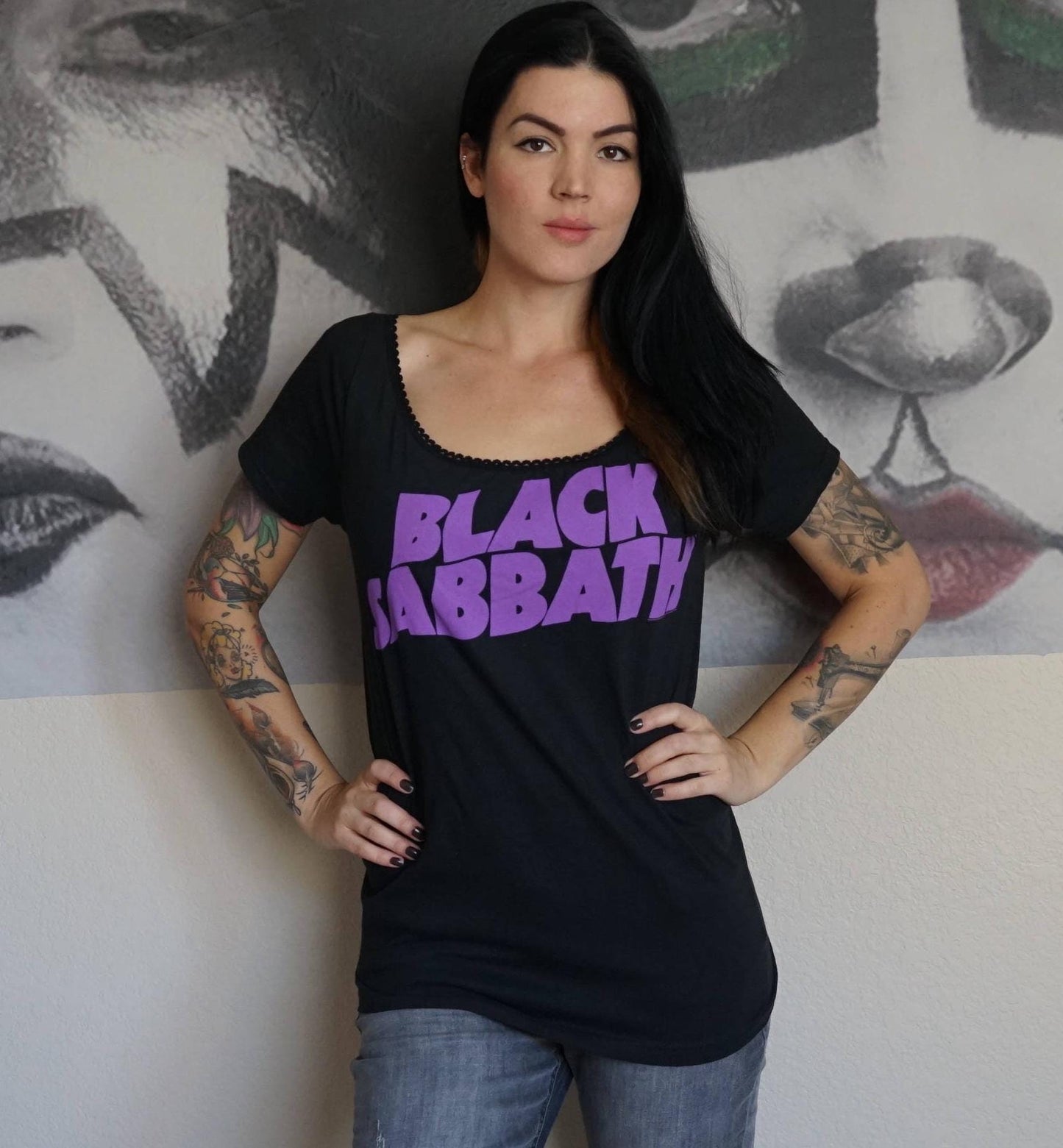 Ozzy Black Sabbath Lace-Up Band Tee: Upcycled Concert Shirt