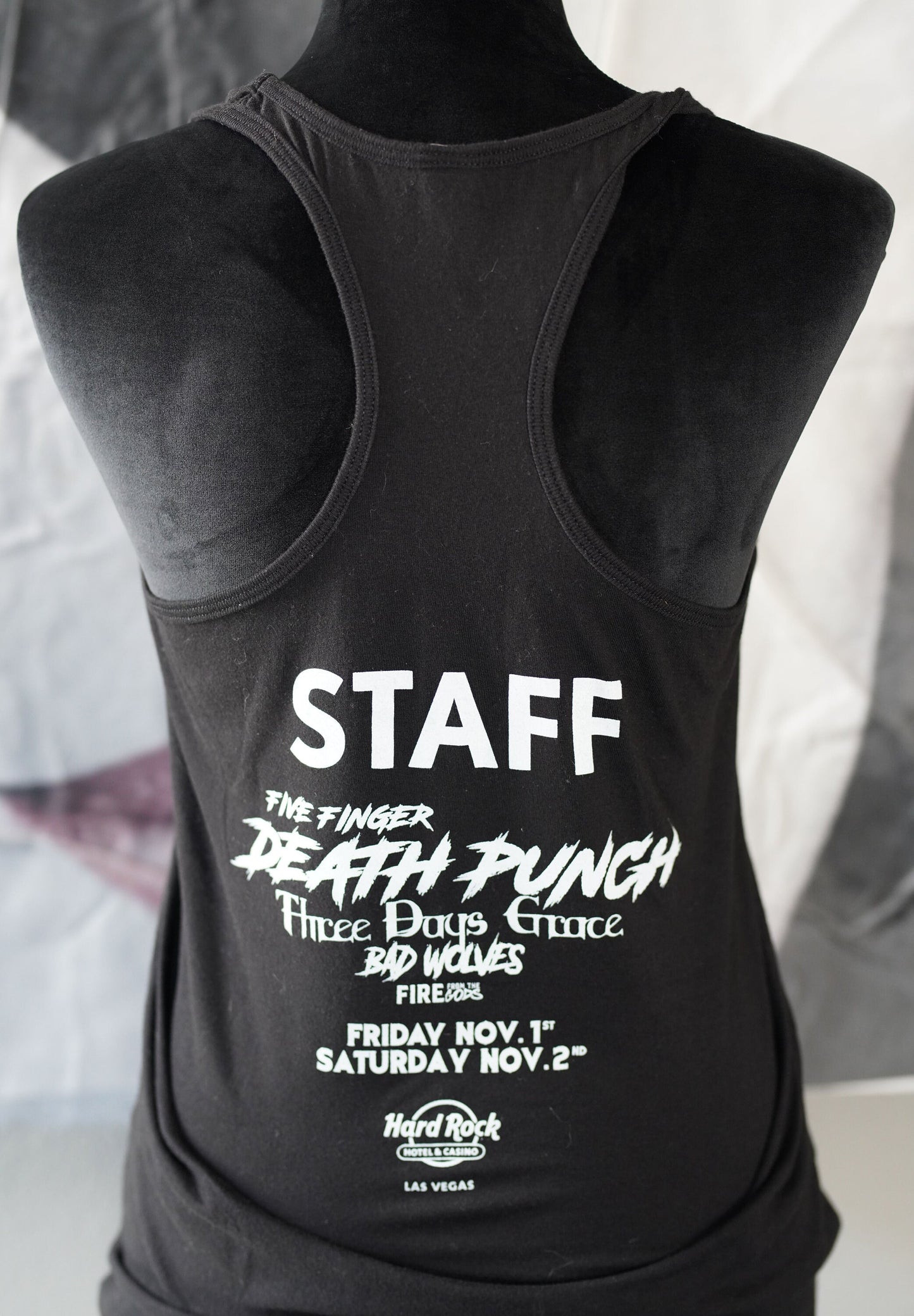 Five finger dead punch Tour concert staff Las Vegas Hard Rock Hotel stage shirt top tee